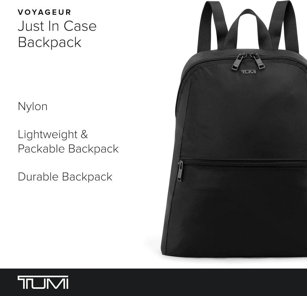 TUMI - Just In Case Foldable Backpack - Lightweight, Compact Travel Backpack - For One Bag Travel - 15.5' X 12.3' X 4.5' - Black with Gunmetal Hardware