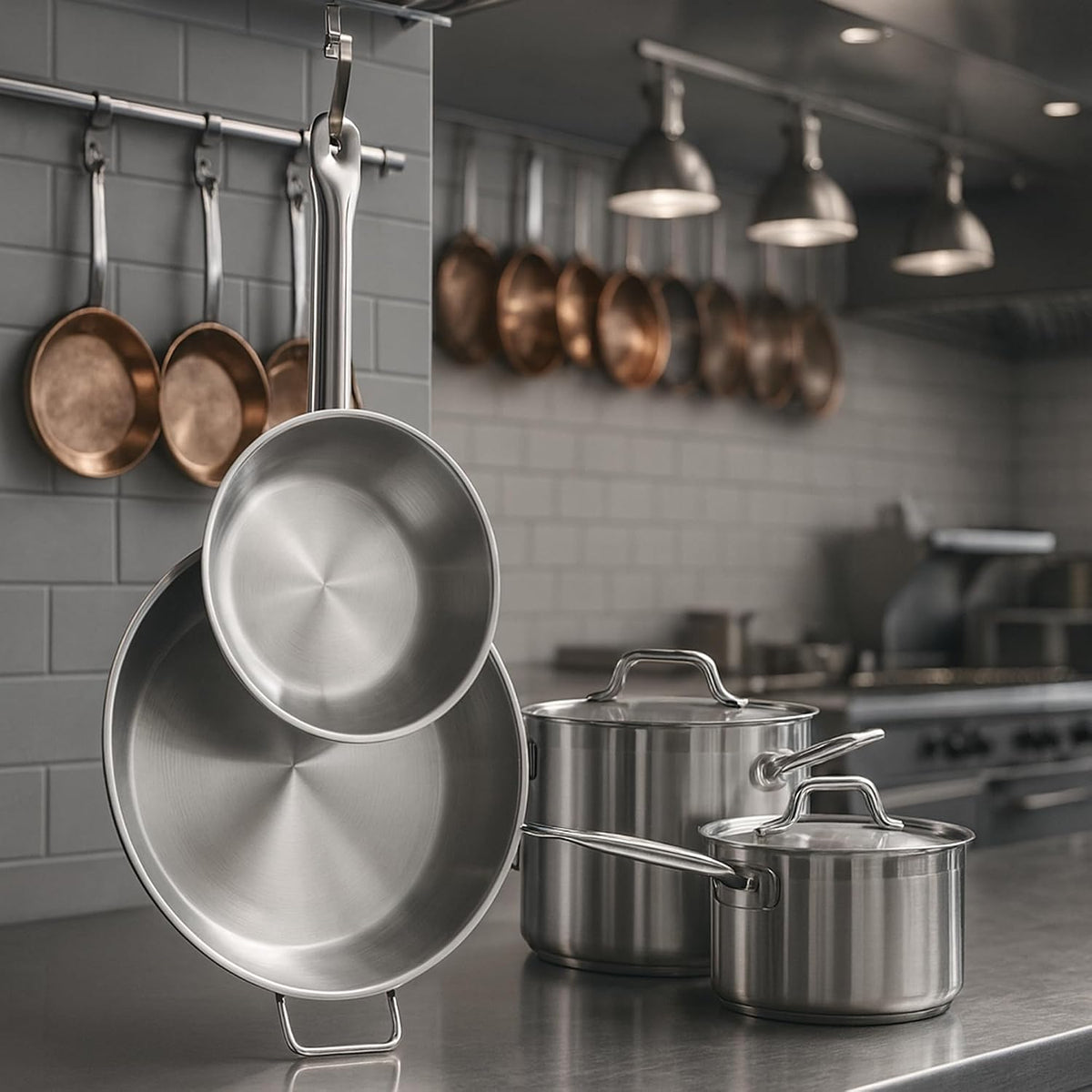 Stainless Steel Pots And Pans Set, Induction Cookware Set With 2 Saucepans, 2 Fry Pans Non-Stick, 5 Qt Sauté Pan And 12 Qt Stock Pot, Stainless Steel Cookware Set (10-Piece)