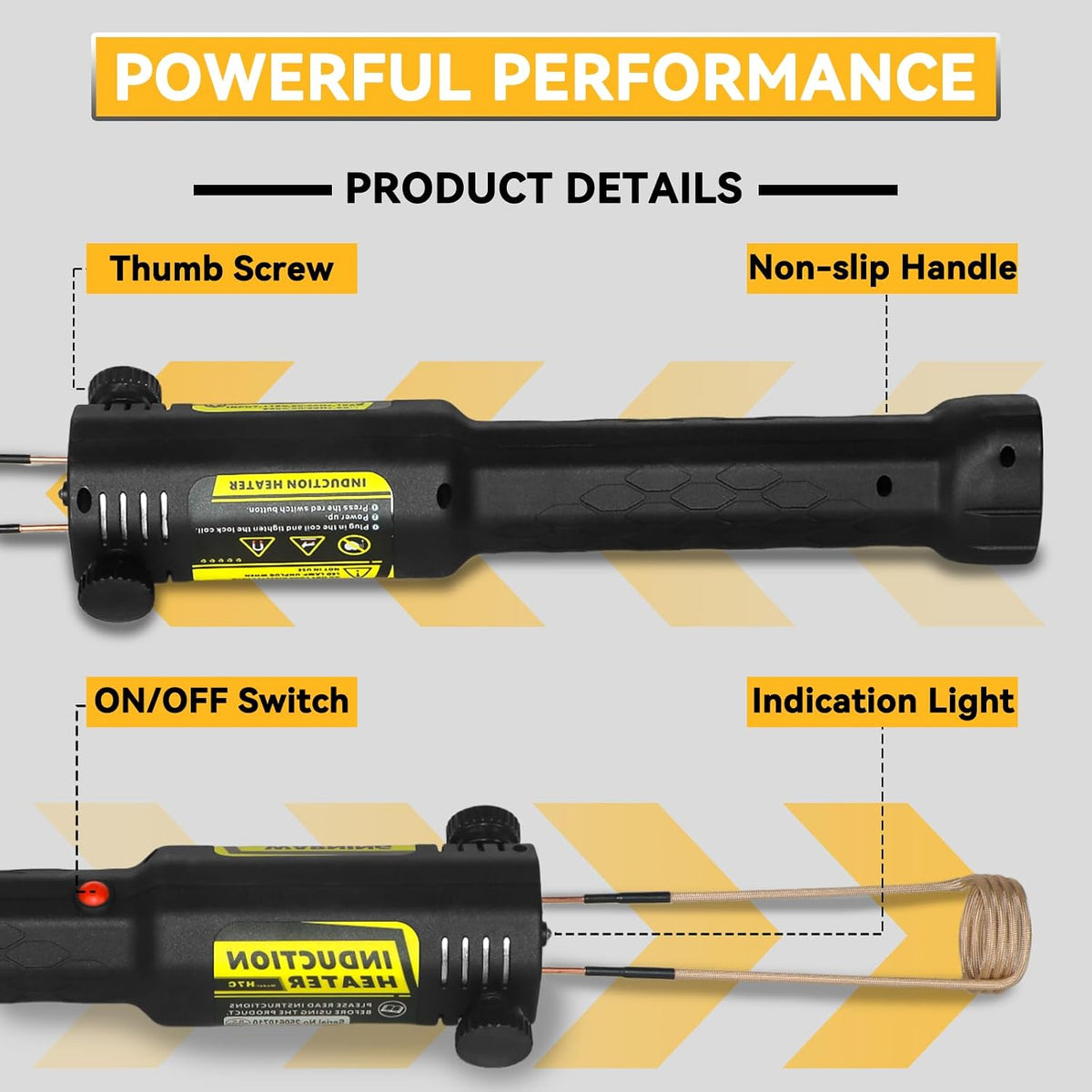 Induction Heater Bolt Removal, 1200W Induction Bolt Heater Tool with 8 Coils, Heat Stripped Bolt Remove for Rusted Nuts, Screws (Yellow)