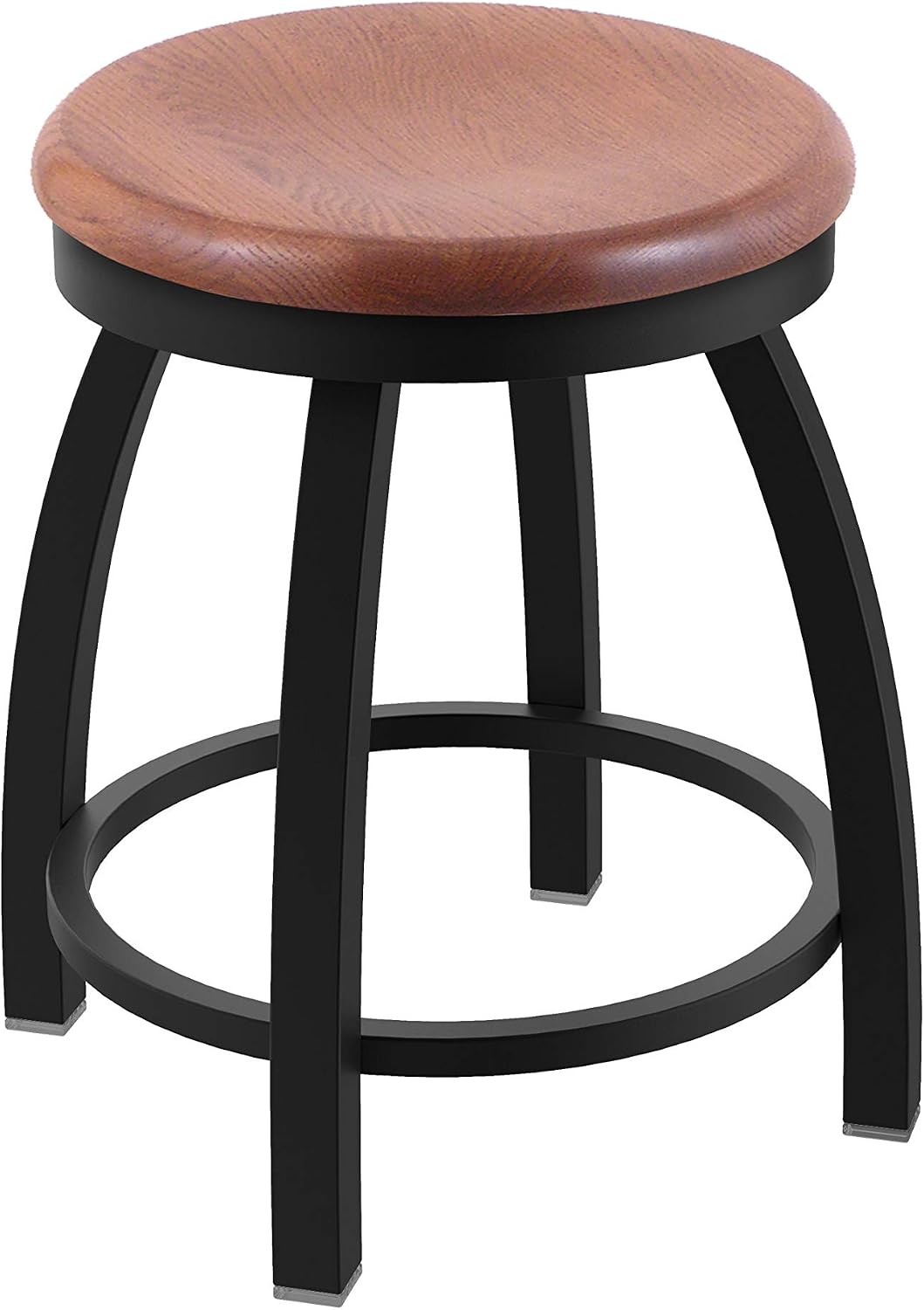 HBS 802 Misha 18' Swivel Vanity Stool with Black Wrinkle Finish and Medium Oak Seat