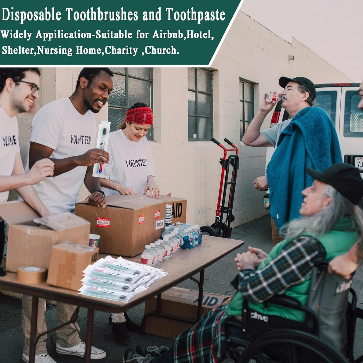 Disposable Toothbrushes with Toothpaste,1000 Pack Green Individually Wrapped Disposable Travel Toothbrushes Kit in Bulk for Homeless,Nursing Home,Hotel,Charity