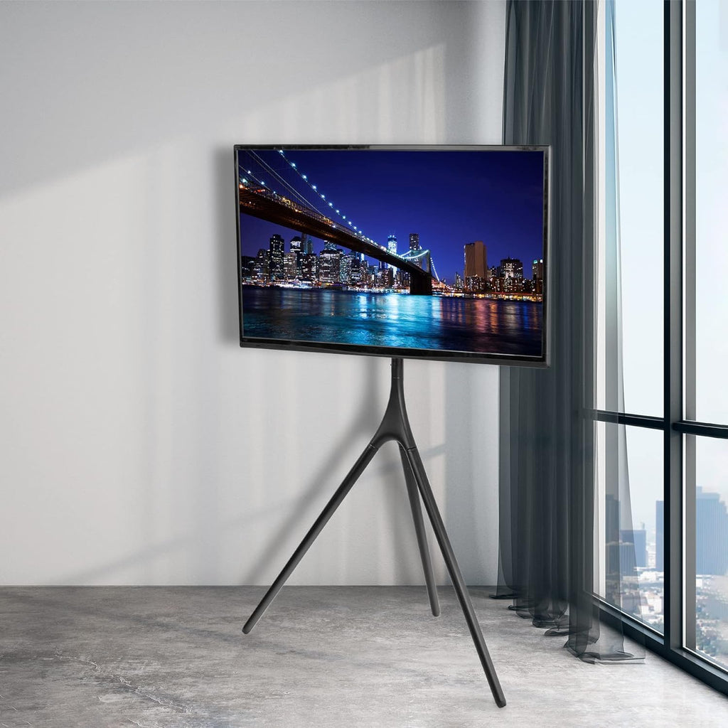 Universal TV Stand TV Stand for Bedroom Artistic Easel 45 to 65 Inch LED LCD Screen, Studio TV Display Stand, Adjustable TV Mount with Swivel and Tripod Base Universal Television Stands