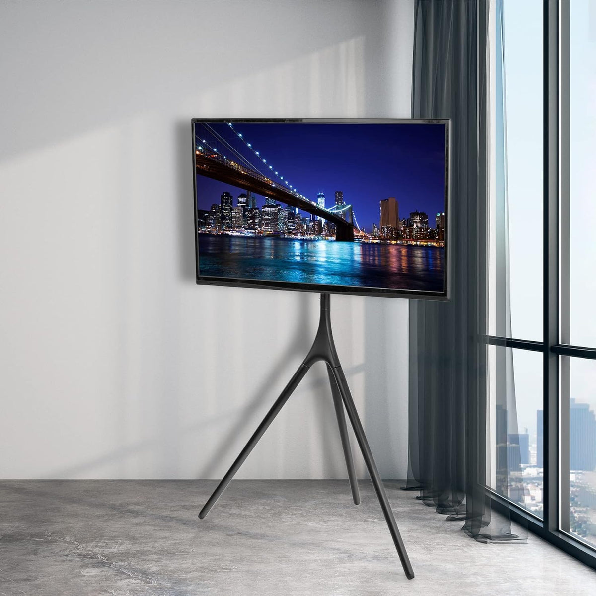 Universal TV Stand TV Stand for Bedroom Artistic Easel 45 to 65 Inch LED LCD Screen, Studio TV Display Stand, Adjustable TV Mount with Swivel and Tripod Base Universal Television Stands
