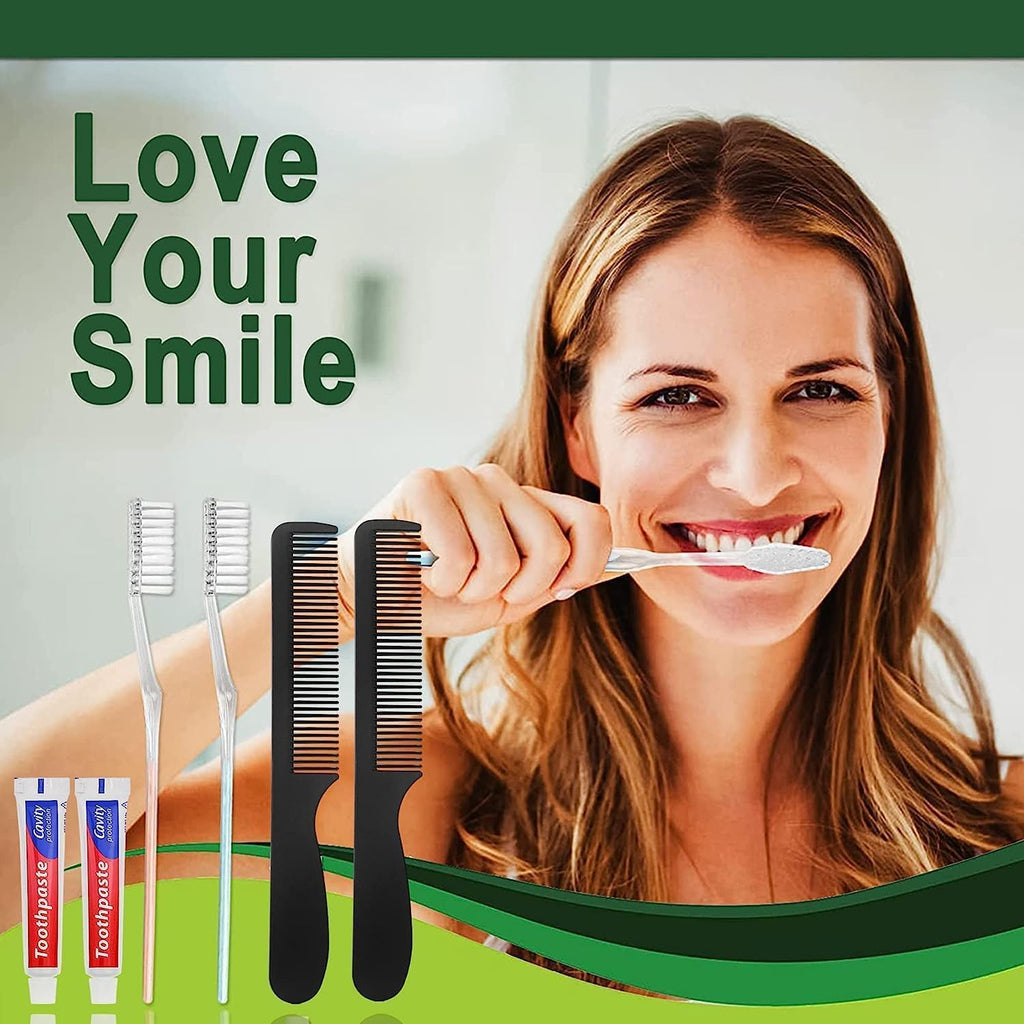 500 pcs Disposable Toothbrushes with Toothpaste and Comb for Homeless Individually Wrapped,10g Travel Toothpaste,7inch Black Hair Comb, Toothbrush for Hotel,AirBnb,Shelter,Charity