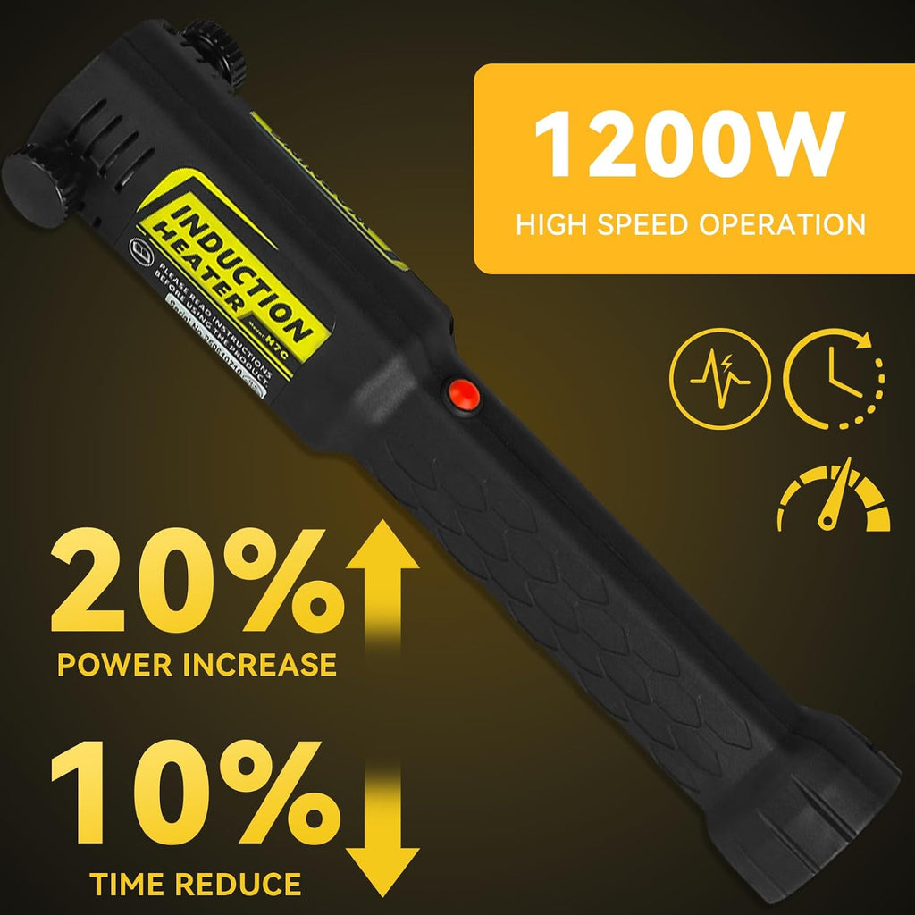 Induction Heater Bolt Removal, 1200W Induction Bolt Heater Tool with 8 Coils, Heat Stripped Bolt Remove for Rusted Nuts, Screws (Yellow)