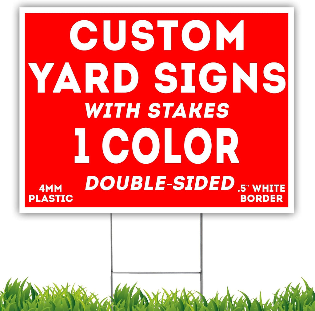 50 Custom Yard Signs with Sign-Stakes 18x24' SmartFlute Waterproof Plastic Double-Sided Printing for Events Marketing Campaigns Businesses Political