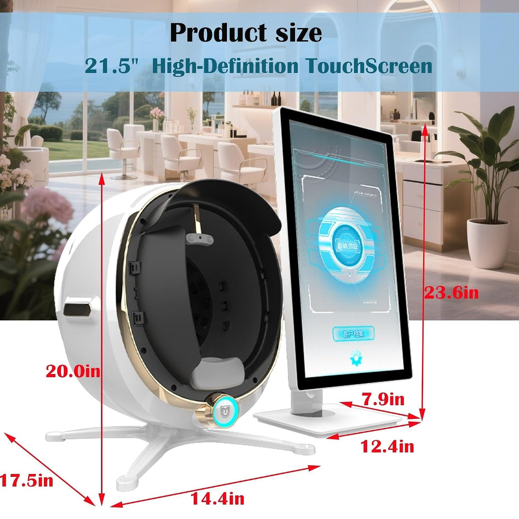 Skin Analysis Machine Professional - 21.5' HD Display, AI-Powered Facial Scanner for Salons & Spas,Product recommendations, 8-Spectral Imaging (Acne/Pigmentation/Wrinkle Detection), Multi-Language
