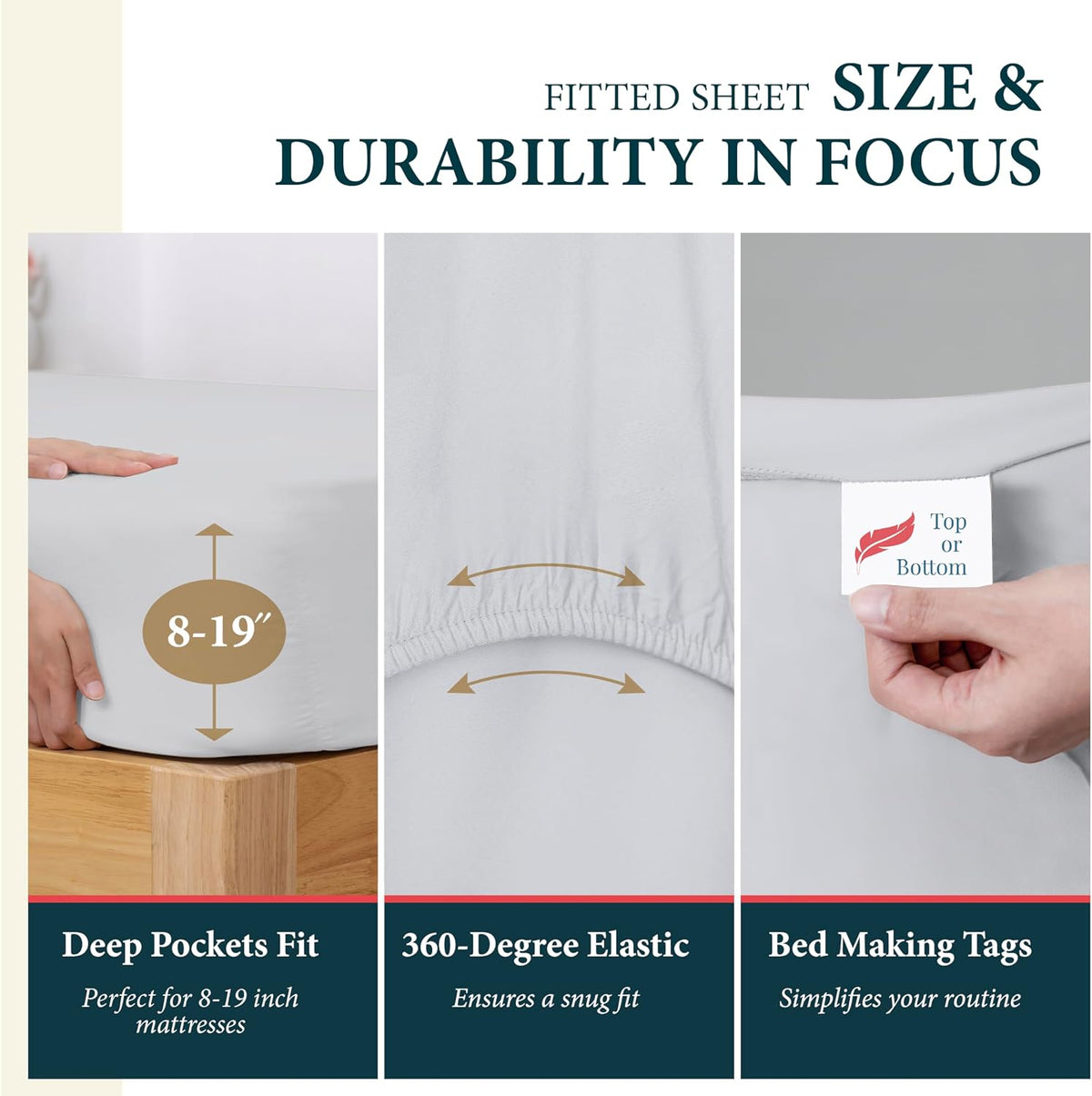 100% Egyptian Cotton Sheets Queen Size Bed Set - Luxury 1500 Series Prestige Collection Queen Sheet Set (4 PC, Light Grey), 17' Deep Pocket, Silky Soft, Cooling, Sateen Weave Bedding