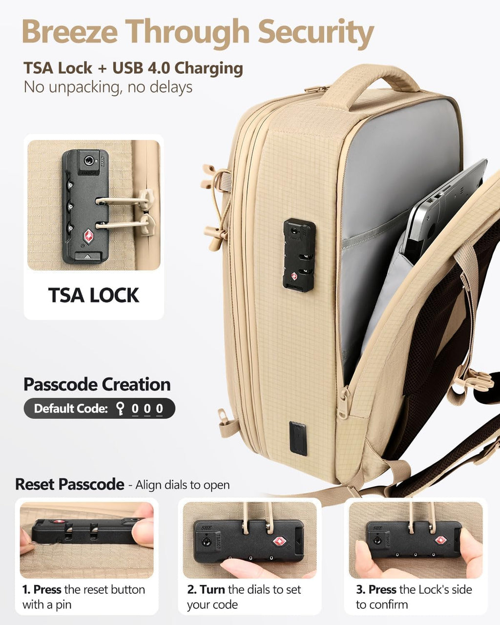 Zurligi Vacuum Seal Travel Backpack with Removable Hip Belt & Vacuum Bag with Pump, Compression Travel Backpack with Vacuum System Expandable 40-60L Carry-On Backpack for Travel Business