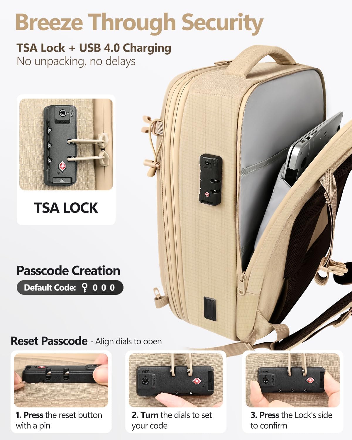Zurligi Vacuum Seal Travel Backpack with Removable Hip Belt & Vacuum Bag with Pump, Compression Travel Backpack with Vacuum System Expandable 40-60L Carry-On Backpack for Travel Business