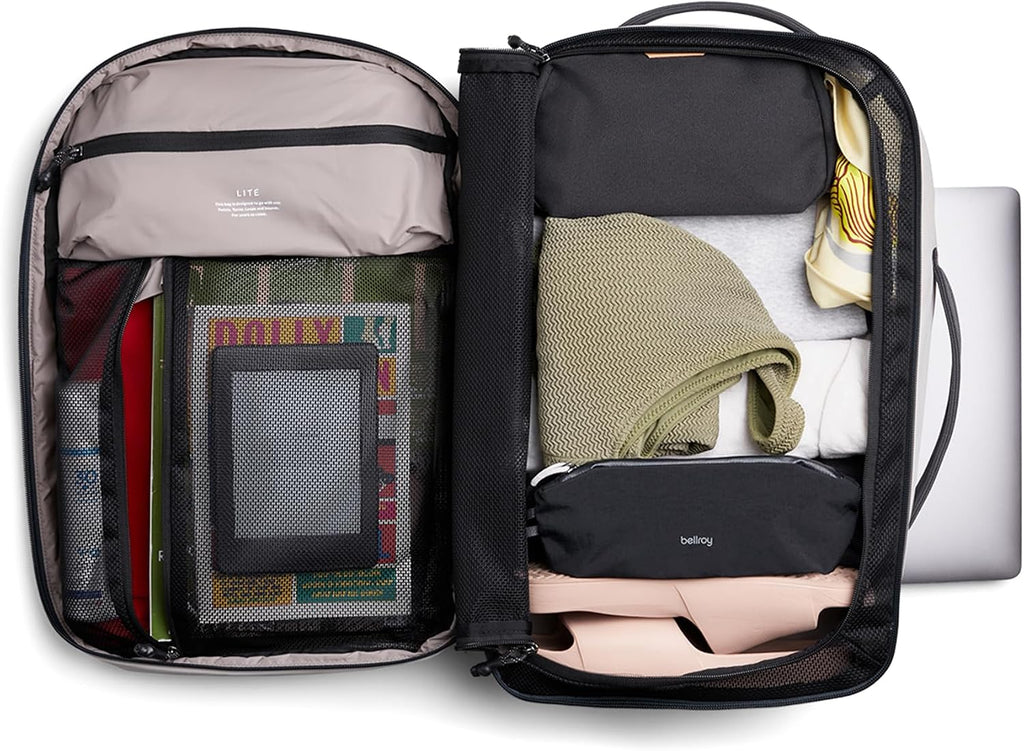 Bellroy Lite Travel Pack 30L (carry-on backpack, travel backpack for international travelers, with laptop pocket, interior packing cells and tuck-away shoulder straps) - Ash