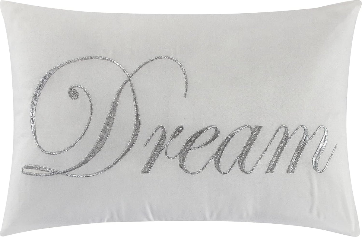 Grand Avenue Tufted Embroidery Comforter Set Queen Size, 7 Piece White Fashion Bedding Set, Ultra-Soft, Pillows & Shams, All Season, Home Decor