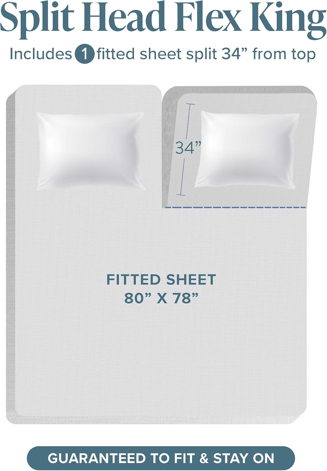 Bare Home 100% Rayon Made from Bamboo Luxury Sheet Set - 4 Piece Bedding Set - Deep Pockets - Cooling Sheets - Breathable - Easy Fit - Soft Bedding Sheets & Pillowcases (Split Head Flex King, Grey)