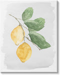 Stupell Industries Lemon Branch Pair Soft Leaves Watercolor Painting Canvas Wall Art, 36 x 48, Yellow