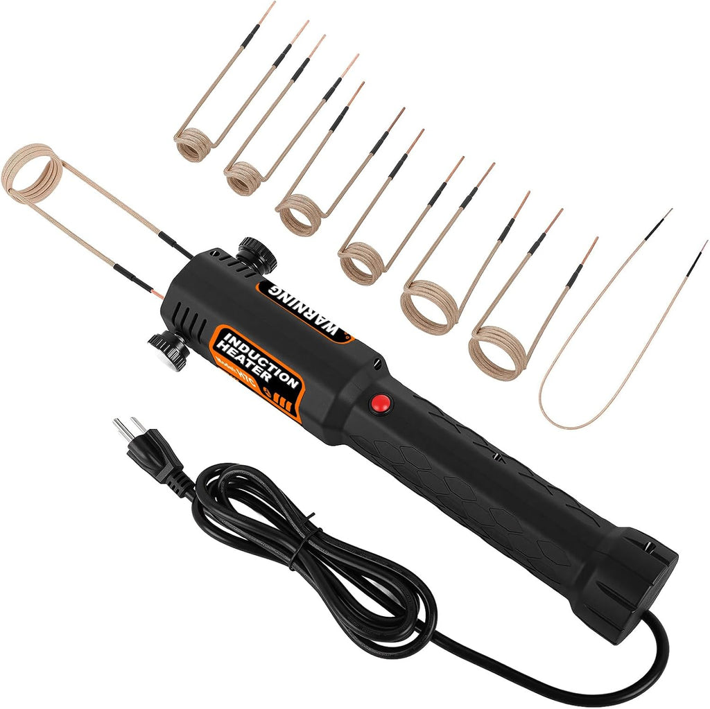 Induction Heater Bolt Removal, 1200W Induction Bolt Heater Tool with 8 Coils, Heat Stripped Bolt Remove for Rusted Nuts, Screws (Orange)