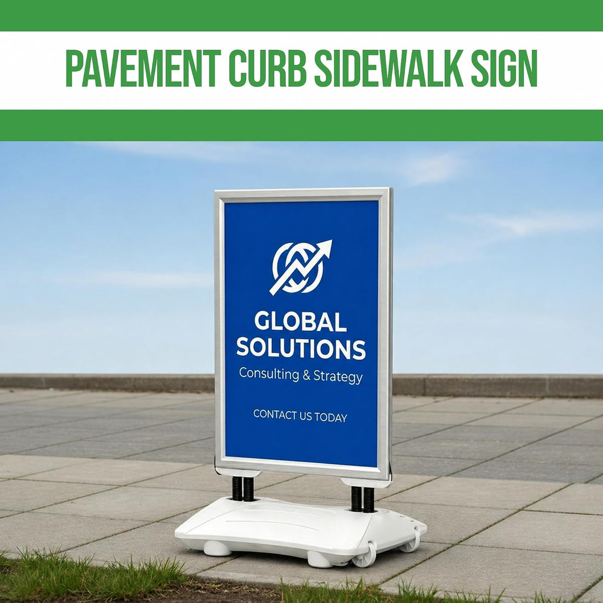 Custom Weighted Sidewalk Sign Display by BCB Print – 23x33 Outdoor Sign Holder with Custom Print | Heavy Duty Advertising Stand for Business, Storefront Use | Made in USA