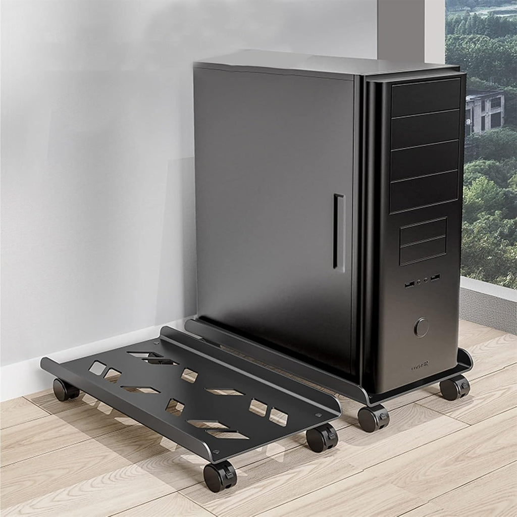 CPU Stand PC Tower Stand Mobile CPU Stand Cooling Base with 4 Rolling Caster Wheels, Mobile Desktop Case Floor Holder Cart Fits Most PC Case PC Tower Stand