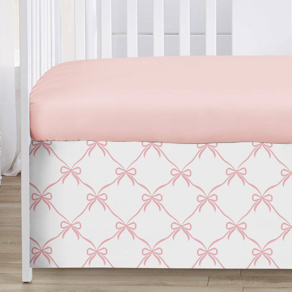 Sweet Jojo Designs 5-Piece Baby Crib Bedding Set (Pink Bows) for Girls, Infants/Nursery incl. Blanket, BreathableBaby Mesh Crib Liner, Fitted Sheet and Skirt (Elegant Bow for the Ballet Collection)