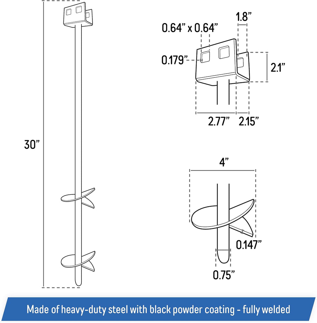 3/4' x 30' Mobile Home Double Disk Earth Auger Anchor, Heavy Duty Steel - RV, Camping, Tents, Trampolines, Deer Stands (6 Pack)
