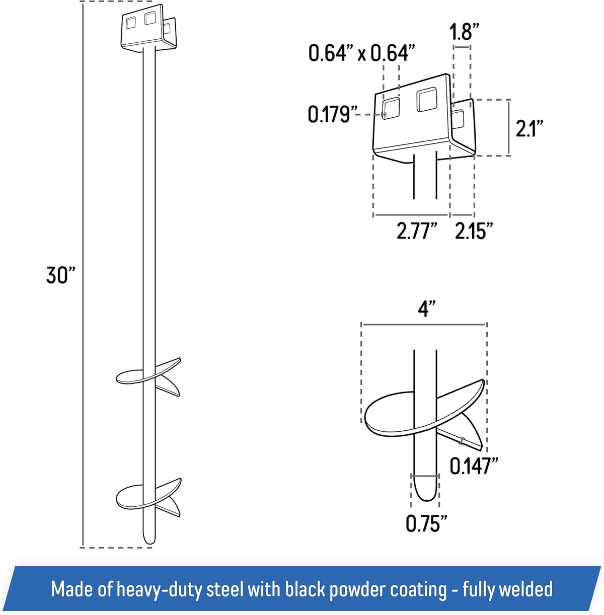 3/4' x 30' Mobile Home Double Disk Earth Auger Anchor, Heavy Duty Steel - RV, Camping, Tents, Trampolines, Deer Stands (6 Pack)