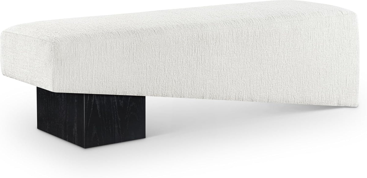 Meridian Furniture 22058Cream Alora Collection Art Deco Bench with Soft Cream Polyester Fabric, Black Finish Solid Wood Frame, 60.5' W x 18' D x 18' H, Cream