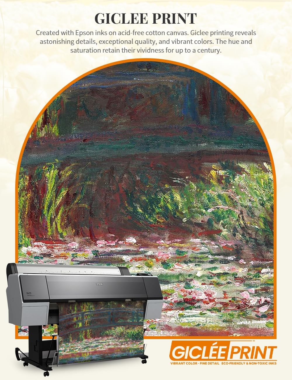 DECORARTS - Claude Monet Water Lily Pond, Large Framed Wall Art, Canvas Size 28x35, Outer Dimensions Larger With Customizable Solid Wood Frames, Giclee Canvas Print, Made in USA