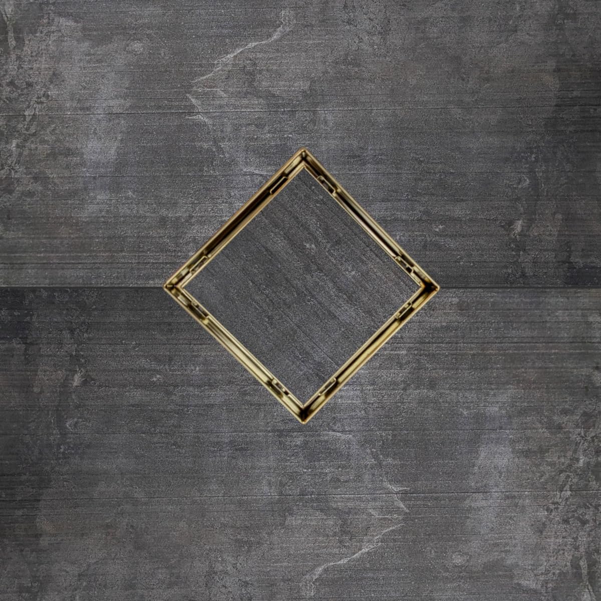 SereneDrains 304 Stainless Steel Tile in Square Brushed Gold Shower Drain Kit with A Base Hair Catcher Strainer Grate Brass Cover Bathroom Floor Insert (Matte Gold, ABS Plastic)