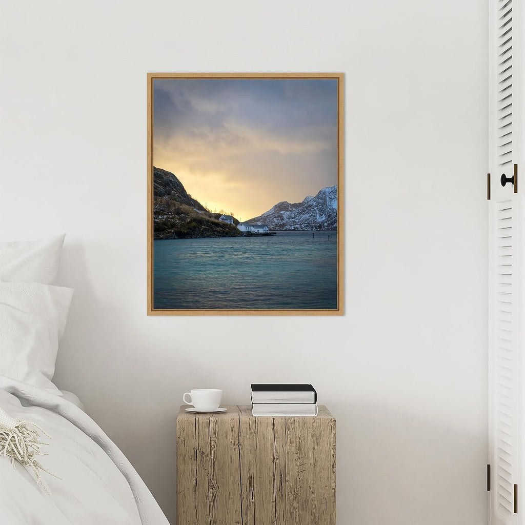 Amanti Art Framed Canvas Wall Art 28x23 The Morning Glow II by Danny Head, Framed Wall Art Canvas, Landscapes Artwork, Modern Contemporary Decor, Medium Poster Painting for Living Room, Bedroom