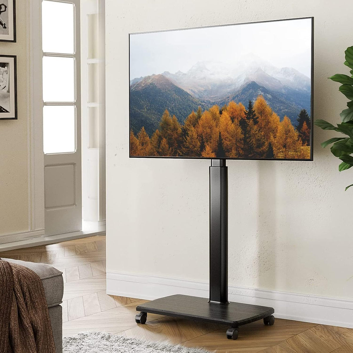 37 to 70 Inch Mobile TV Stand - Mobile TV Cart on Wheels - Rolling TV Floor Stand, Portable TV Stand, Tall TV Stand with Swivel Mount, Corner Universal TV Stands for Bedr
