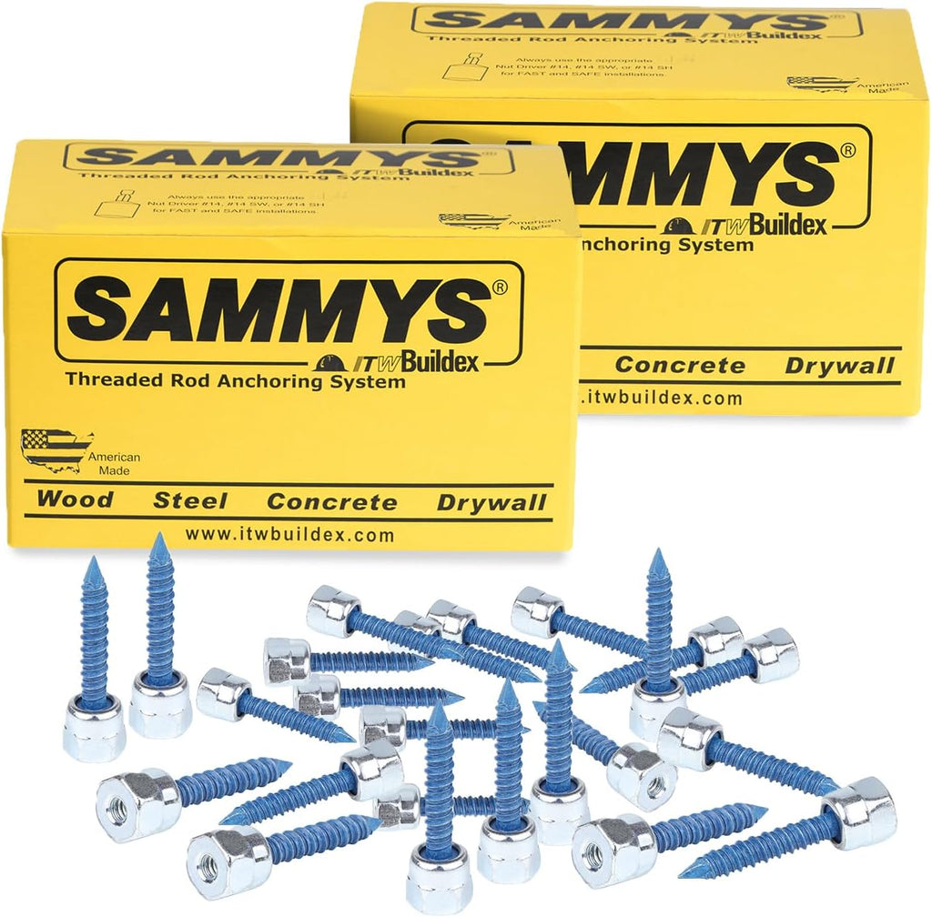 Everflow Sammys 8059957-50 CST 20 3/8 Inch Screw Vertically Threaded Rod Anchor Designed for Concrete Structure, Steel, Zinc Finish, Corrosion Resistance, 5/16 x 1-3/4 Inch Screw Length (pack of 50)