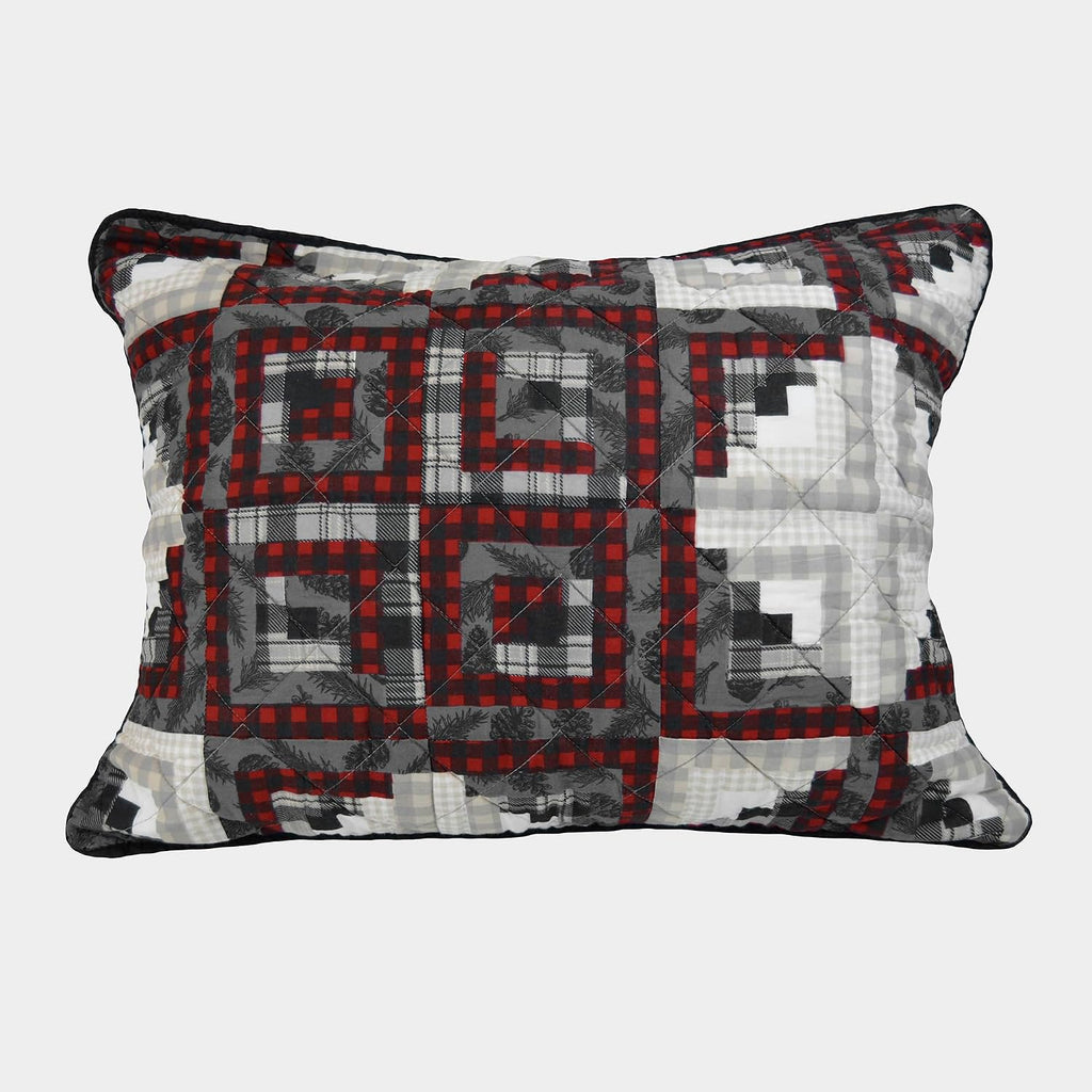 Donna Sharp Log Cabin Star Cotton Quilted Bedding Set -2-Piece Twin Size Quilt Set - Includes 1 Quilt and 1 Standard Pillow Sham - Machine Washable - Traditional Design