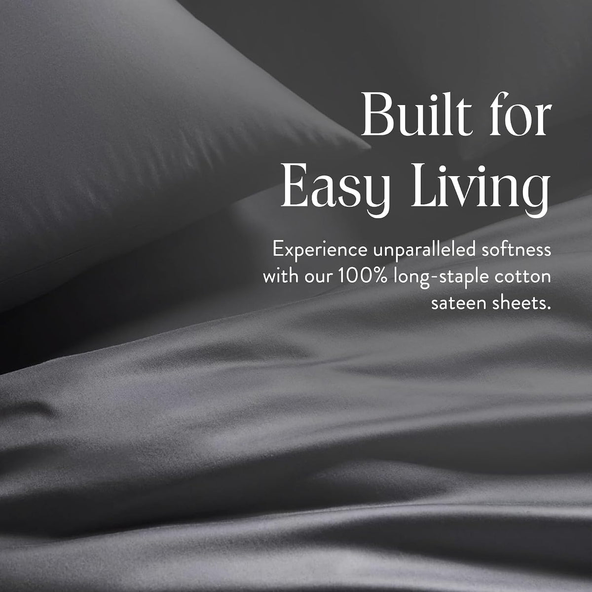 Brooklinen Luxury Sateen 4 Piece Sheet Set - 100% Cotton Bed Sheets, Soft & Durable King Size Sheets Set in Slate Grey, Oeko-TEX Certified Bedding Set, 1 Fitted Sheet, 1 Flat Sheet, 2 Pillowcases