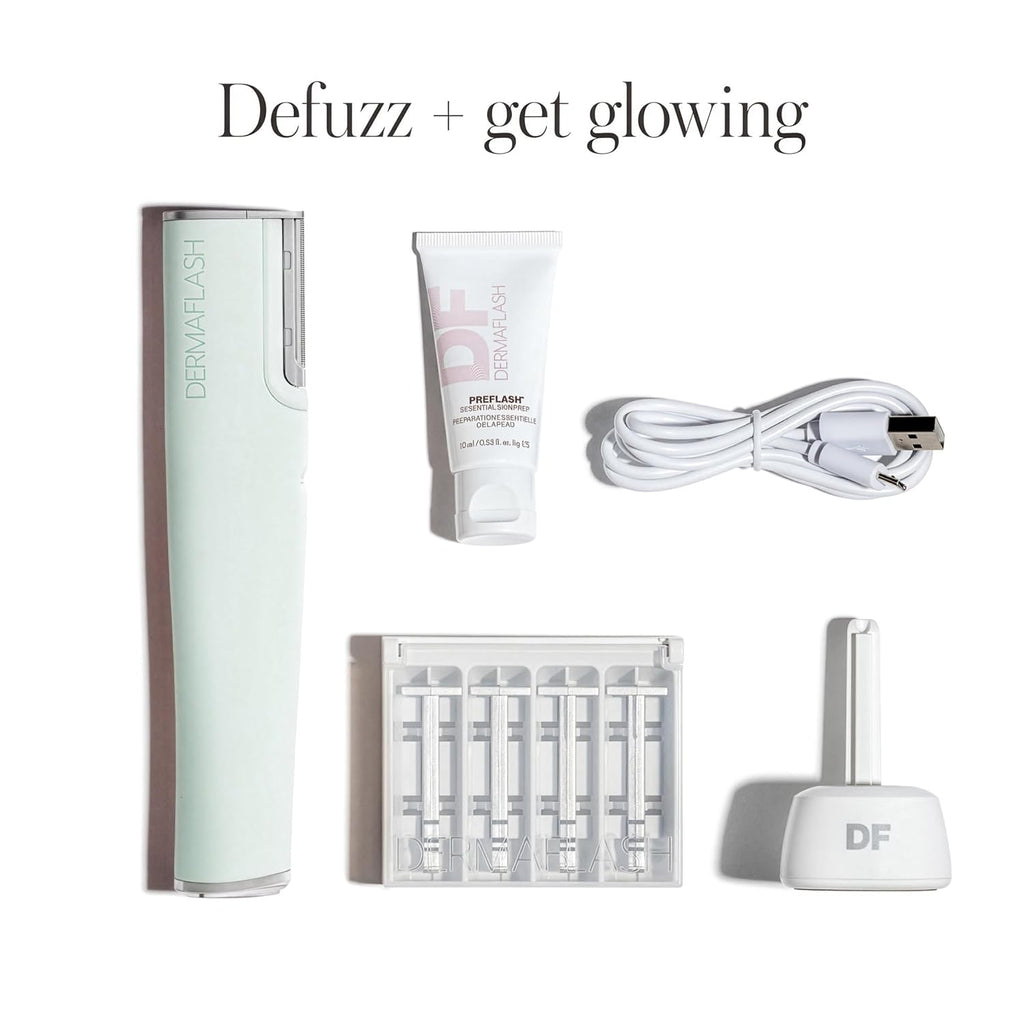 DERMAFLASH LUXE+ Sonic Dermaplaning Tool for Face Peach Fuzz Removal, Anti-Aging and Exfoliation