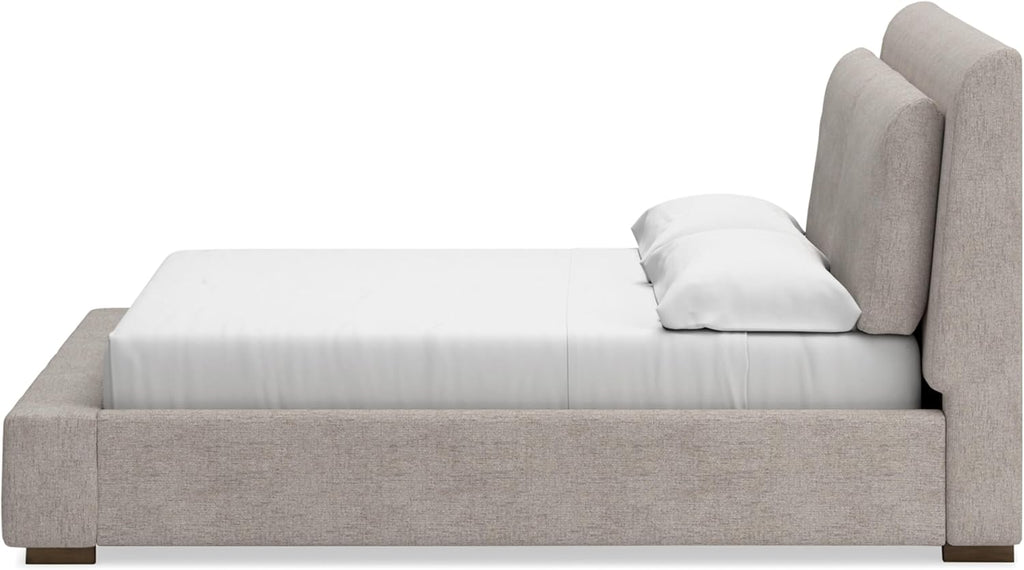 Signature Design by Ashley Cabalynn Casual Queen Upholstered Bed, Foundation or Box Spring Needed, Beige