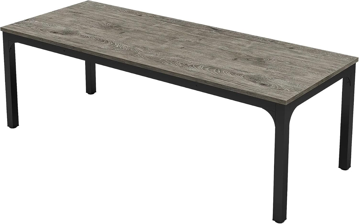 Large Dining Table, 78.7 x 27.6 Inches, Seats 6-8, Rustic Wood Top with Black Metal Frame (Gray)