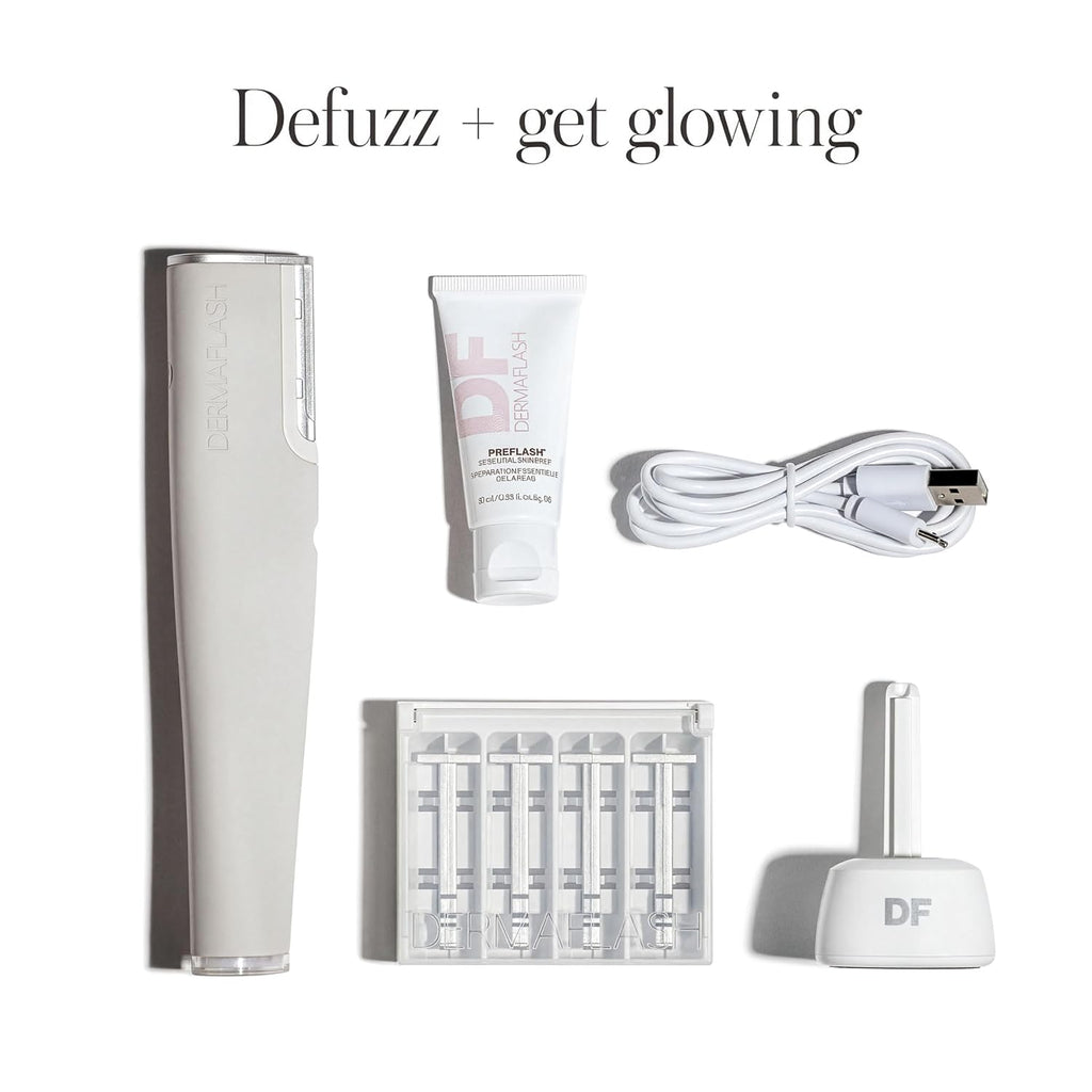 DERMAFLASH LUXE+ Sonic Dermaplaning Tool for Face Peach Fuzz Removal, Anti-Aging and Exfoliation