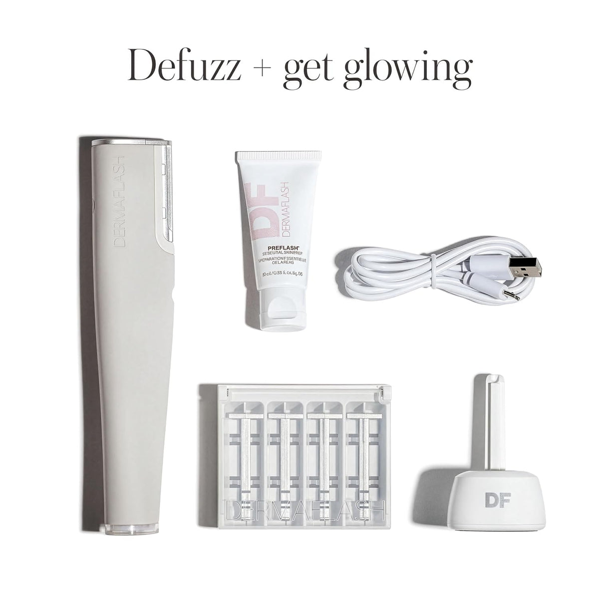 DERMAFLASH LUXE+ Sonic Dermaplaning Tool for Face Peach Fuzz Removal, Anti-Aging and Exfoliation