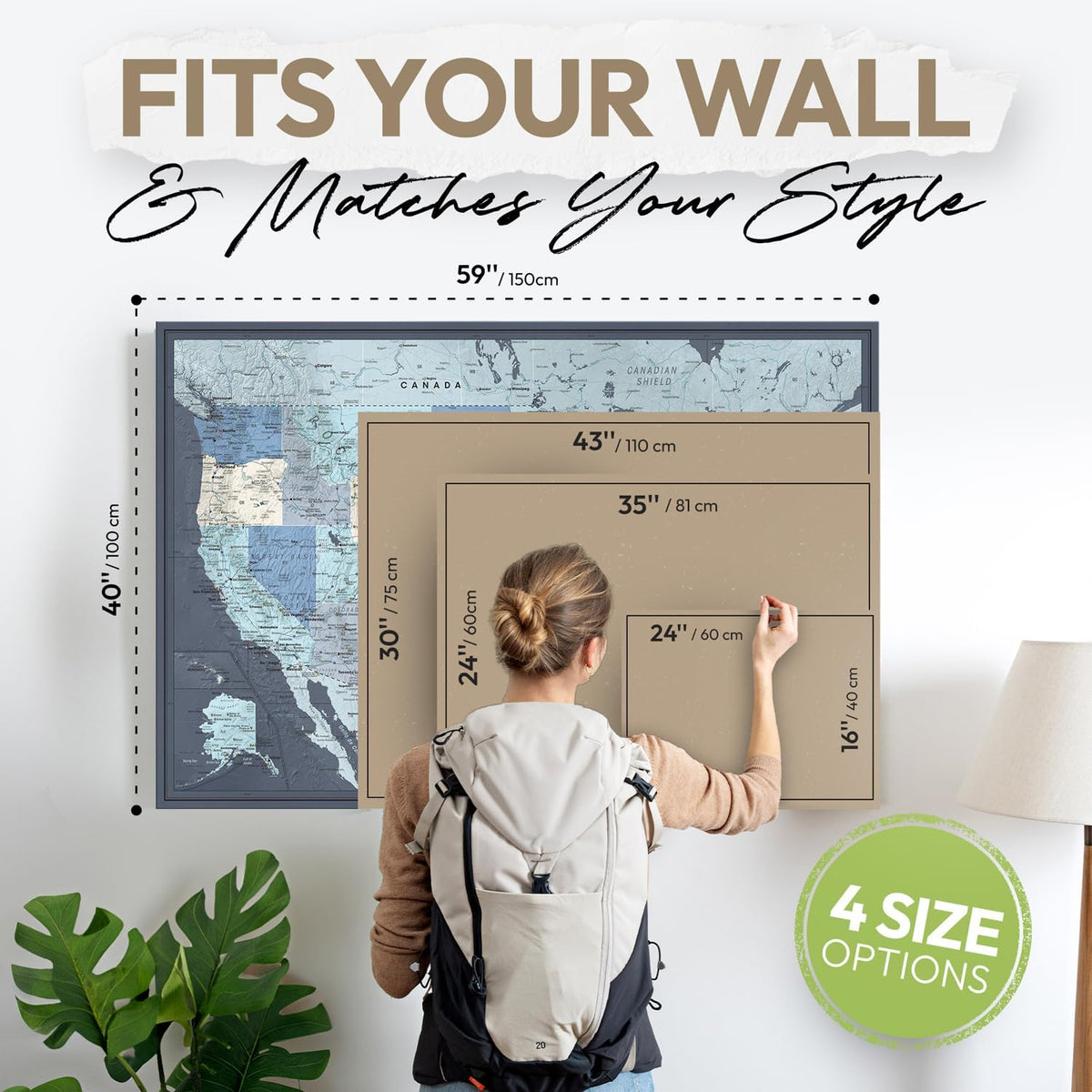 US Travel Map With Push Pins on Canvas - Detailed USA pin map - Large US Wall Map Pin Board - Map of National Parks in United States
