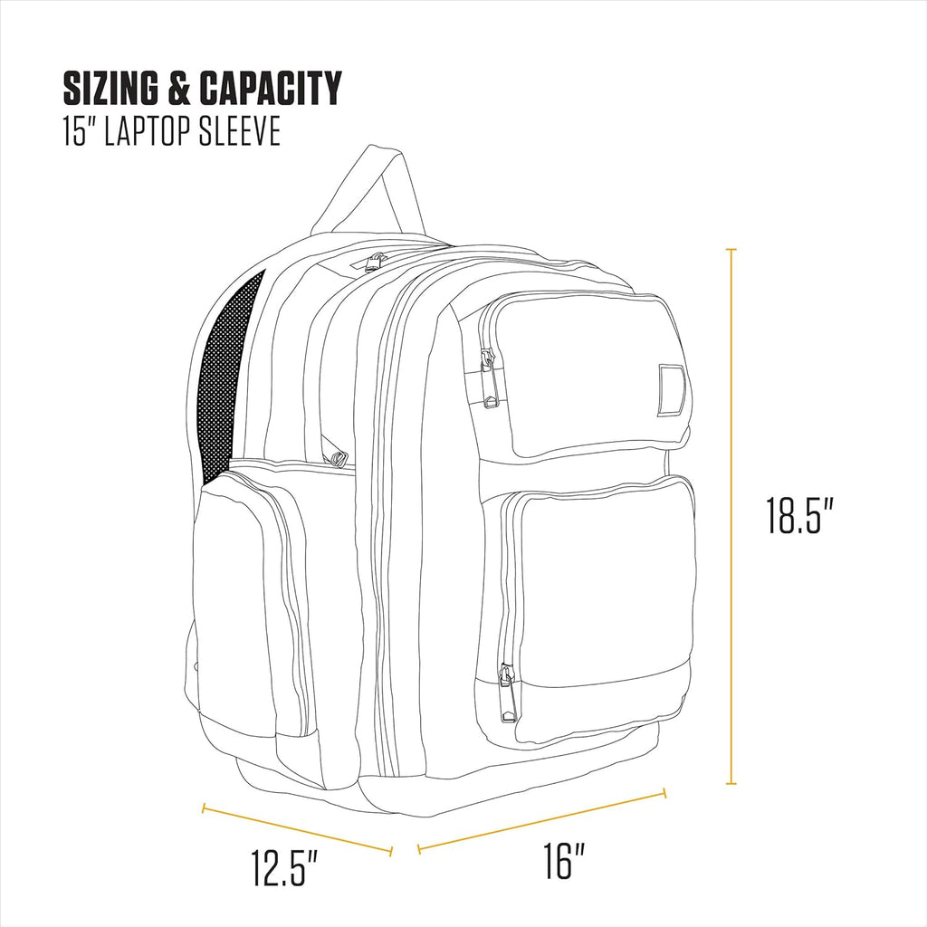 Carhartt 35L Triple-Compartment Backpack, Durable Pack with Laptop Sleeve and Duravax Abrasion Resistant Base, Carhartt Brown