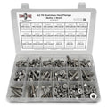A2-70 Metric Stainless Steel Hex Flange Screws Bolts Nuts Assortment Kit - 232 Pcs!