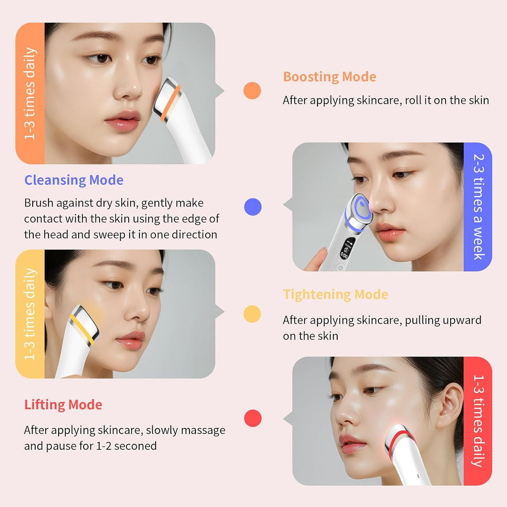 Face Lift Device – 8 in 1 Skin Tightening and Lifting, LED Light Therapy for Wrinkles, Korean Skin Care, Spa-Grade Facial Massager Lifting & Firming Beauty Massager (White)