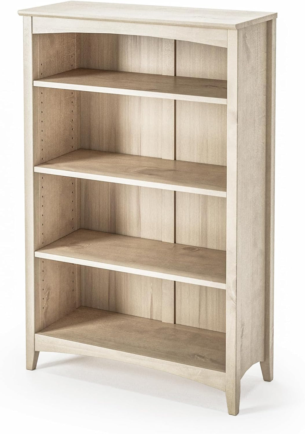 Camaflexi Shaker Style 4 Shelf Bookcase/Solid Wood / 48' High/Adjustable Shelving/Closed Back/Display Bookshelf for Living Room, Bedroom, Home and Office, Light Oak