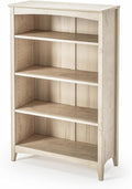 Camaflexi Shaker Style 4 Shelf Bookcase/Solid Wood / 48' High/Adjustable Shelving/Closed Back/Display Bookshelf for Living Room, Bedroom, Home and Office, Light Oak