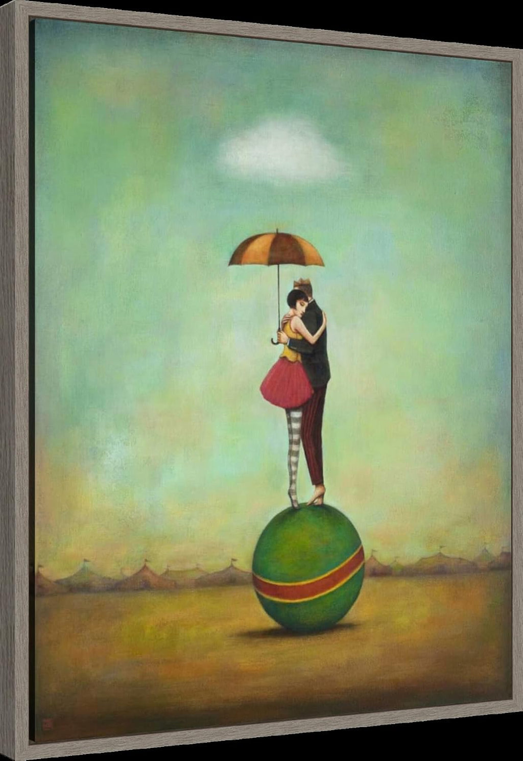 Amanti Art Framed Canvas Wall Art 28x23 Circus Romance by Duy Huynh, Framed Wall Art Canvas, Entertainment Artwork, Country Rustic Decor, Medium Poster Painting for Living Room, Bedroom, Bathroom,