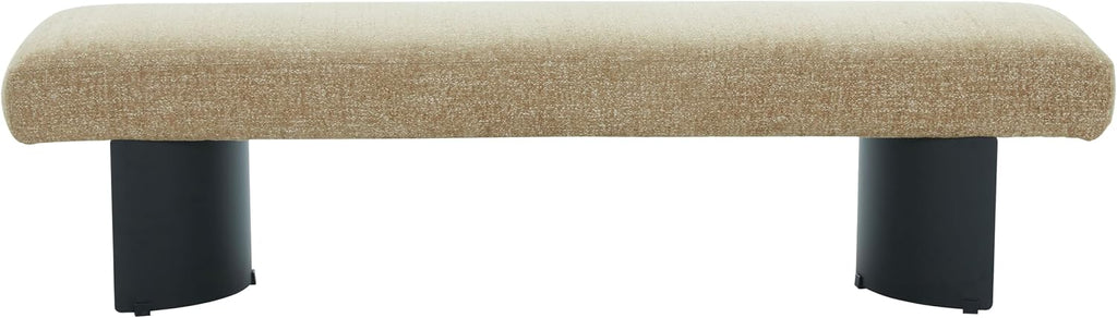 SAFAVIEH Couture Collection – Raelee Light Brown Upholstered Bench, Black Metal Legs Accent Bench (SFV4844C)