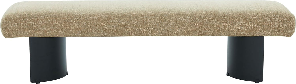 SAFAVIEH Couture Collection – Raelee Light Brown Upholstered Bench, Black Metal Legs Accent Bench (SFV4844C)