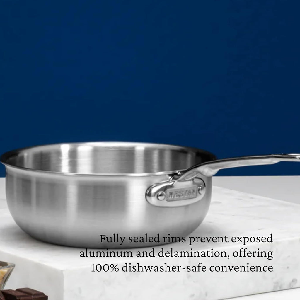 Thomas Keller Insignia by Hestan - 2 Quart Saucier Pan with Lid, Commercial Clad Stainless Steel, Induction Compatible, Oven Safe - Professional Cookware