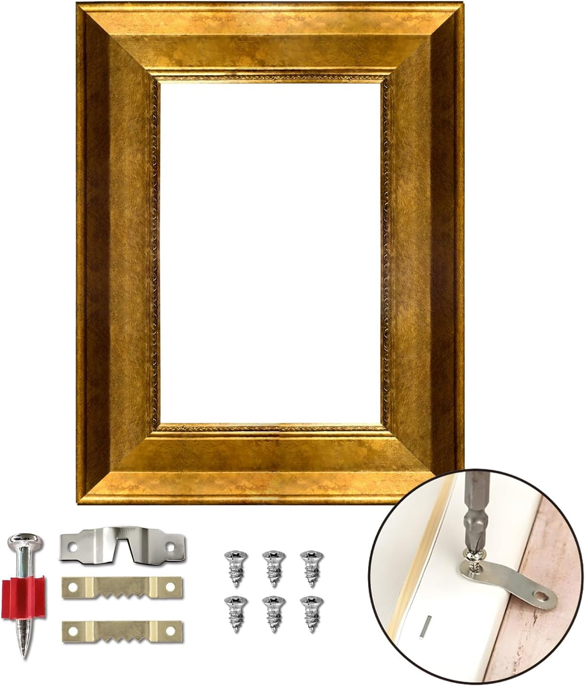 24x28 Antique Gold DIY Painting Frame, Large Ornate Oil Painting Decorative Picture Frame, Hand-Polished Paste Foil, Suitable For European Retro, Baroque Decoration Style(Only Frame)