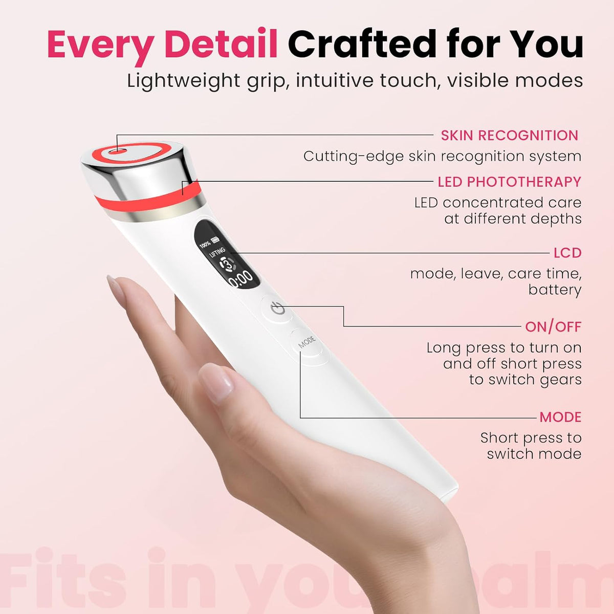 Face Lift Device – 8 in 1 Skin Tightening and Lifting, LED Light Therapy for Wrinkles, Korean Skin Care, Spa-Grade Facial Massager Lifting & Firming Beauty Massager (White)