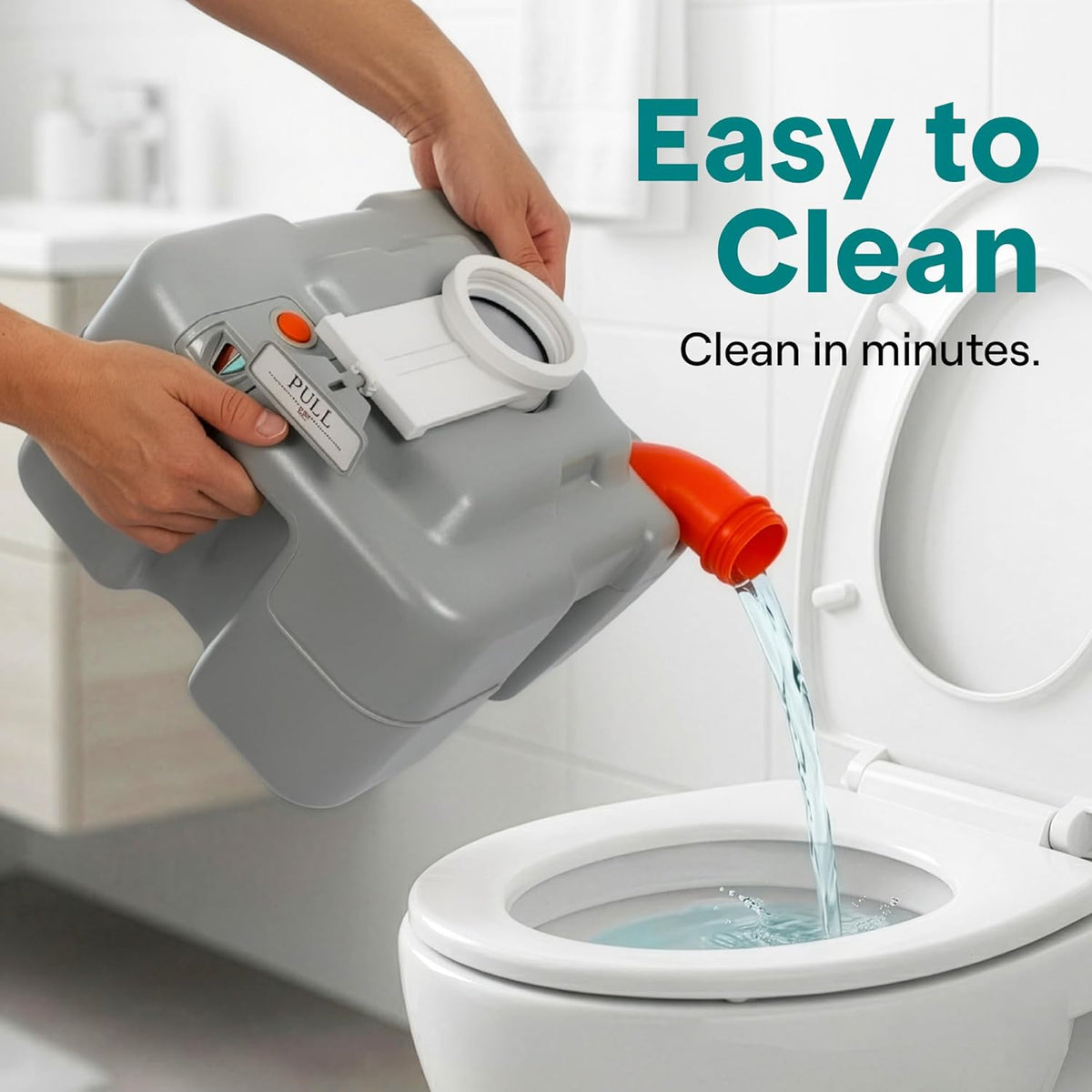 SereneLife 5.2 Gal Portable Camping Toilet For Adults, 100+ Flushes, Porta Potty Camp Toilet with Detachable Waste Tank, Level Indicator, Carry Bag, Suitable for Camping, Hiking, and Boating
